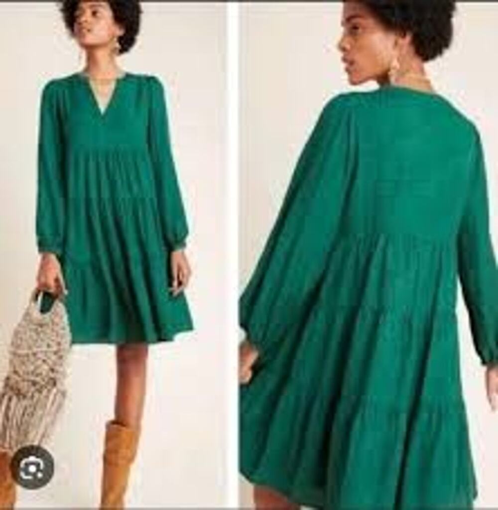 Anthropologie Maeve Boho Peasant Dress Amber Relaxed Tiered Ruffle Women Medium